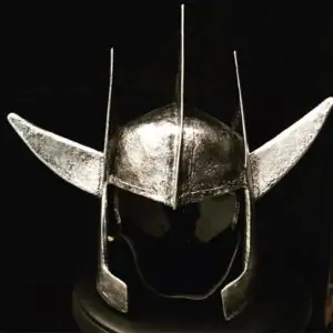 photo: metallic headpiece or helmet from display