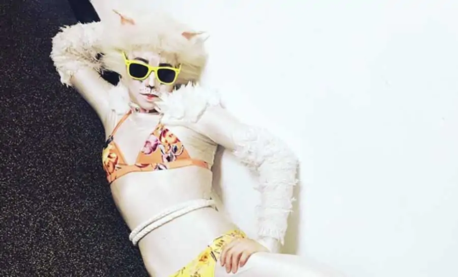 photo: Georgina Pazcoguin lounging backstage in CATS!
